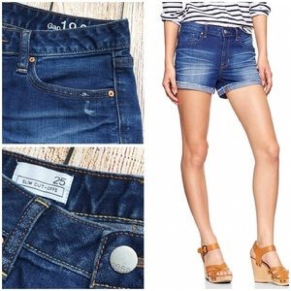 GAP Slim Cut-off Distressed Cuffed Jean Shorts